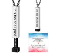 ABISIN This Too Shall Pass But F*cking Hell Inspirational Mantra Necklace | Funny Vertical Bar Pendant Necklace Inspirational Self Reminder Jewelry