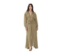 Abito lungo in seta con rouches - female - Erika Cavallini - Maxi Dresses - Green - L - Dresses L