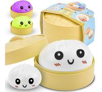 Abitoncc 1 Pack Squishy Sensory Toys Mystery Dumpling Squishy Stress Relief Fidget for Adults School Office Home Soft Touch Toys (White)