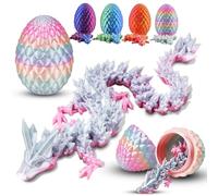 Abitoncc 3D Printed Crystal Dragon in Egg 3D Dragon Eggs with Dragon Inside Articulated Dragon Mythical Pieces Dragon Home Office Decor 3D Printed crystal Dragon Egg for Kids Adults（Rainbow ）-M