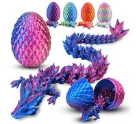 Abitoncc 3D Printed Crystal Dragon in Egg 3D Dragon Eggs with Dragon Inside Articulated Dragon Mythical Pieces Dragon Home Office Decor 3D Printed crystal Dragon Egg for Kids Adults（Redblue ）-M