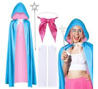 Abitoncc 4-Piece Fairy Costume Accessories for Women with Cloak Wand Gloves for Halloween Godmother Roleplay Theme Parties