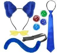 Abitoncc 8PCS Pete Blue Cat Costume Accessories for Adult