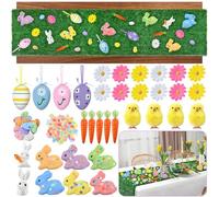 Abitoncc Easter Table Decorations Easter Artificial Grass Table Runner 150*40 cm, Easter Plastic Eggs, Mini Chicks, Faux Grass Runner for Spring and Summer Time Tea Party Easter Decorations for Table