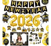 Abitoncc New Year Decorations 2026, Gold Foil Balloons 2026, Hanging Swirls, Balloons for Happy New Years' Eve Decorations 2026 for Indoor Bar