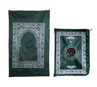 Abiyou 1 Piece Green Nylon Waterproof Prayer Mat, 60x100cm, Portable Travel Prayer Mat with Compass, Ideal for Muslim Ramadan Prayer