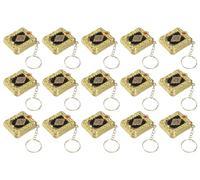 Abiyou 15PCS Muslim Hanging Key Chain, Vintage Religious Islamic, Mini Quran, for Handbag Pendant Wallet Accessories (Gold)
