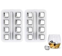 Abiyou 16PCS Stainless Steel Ice Cubes, Reusable Whiskey Ice Cubes, Ice Cubes Stone for Drinks, Ice Cube Rocks, Stainless Steel Chilling Rocks, for Whisky,Brandy,Rum,Beer,Vodka,Liqueur(Silvery)