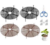 Abiyou Pack of 4 Flower Pot Grids, 30 cm Flower Pot Cover Sending Folding Scissors, Flower Pot Protection, Grid for Flower Pots, Round Plant Protection Grid, for Flower Pots, Plant Soil (Black + Brown