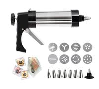 Abiyou Pastry Press, Pastry Syringe, Cookie Press, Biscuit Machine, with 100 Biscuit Bags, 13 Stencils and 8 Nozzles, for DIY Baking Accessories, Dough Cake Biscuits and Decorating Cakes