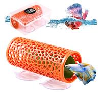 Abizoo Aquarium cave, Betta Tunnel Orange Hollow Out Design Betta Fish Toys Aquarium Ornament for Small Fish Shrimp Habitat Smooth Betta Hammock Hideout Tank décor