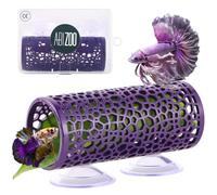 Abizoo Betta Cave - Purple Fish Tunnel with Holes for Small Fish & Shrimp Habitat, Betta Toys Shelter Hideaway, Moss Aquarium Ornament
