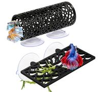 Abizoo Betta Fish Tank Accessories Decorations,Betta Tunnel Swim Tube Black Soft Edged Betta Hammock Bed, Shrimp Guppies Hideout Betta Shelter Toys, Aquarium Moss Ledge - Perfect for Betta Tanks