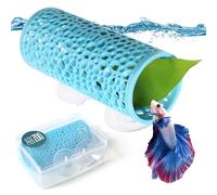 Abizoo Betta Fish Toys - Betta Tunnel Light Blue, Small Hole Hollow Cave, Safer for Small Fish & Shrimp, Aquarium Decor & Hideout Tube