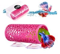 Abizoo Betta Hideout: Cute Pink Fish Tunnel, Ideal for Small Fish & Shrimp - Resin, Hollow Betta House - Decor & Breeding Cave