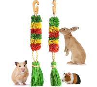 Abizoo Rabbit Cage Hanging Natural Corn Leaf Chew Toy and Treats for Rabbits Guinea Pigs Chinchillas Hamsters Teeth Grinding Boredom Breaker 2 Pcs