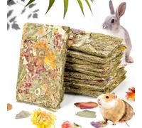 Abizoo Rabbit Natural Treats,10Pcs Timothy Hay Toys Chips Bunny chew Toys with Herbal Flowers Guinea Pig Treats for Hamster Chinchillas Gerbils Rats Small Animals Teeth Care Crisp Snacks