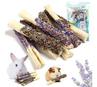 Abizoo Sweet Bamboo Rabbit Chew Sticks Treats and Toys 8Pcs Natural Hay with Forget-Me-Not Lavender for Bunny Guinea Pig Chinchilla Dental Care