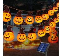 Abkshine Solar Halloween Pumpkin Lights for Outdoor Decorations,Spooky Pumpkin String Lights for Outside Yard Decoration,Porch Camper Party Door Window Halloween Tree Decor