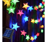 Abkshine Solar String Lights Outdoor, 50ft 120LED Star Fairy Lights Solar Powered, Waterproof Twinkle Accent Lights for Patio Canopy,Gazebo,Porch,Pergola,Balcony,Garden,Xmas Trees Decor,Multicolored