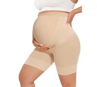 abkylie Bump Support Seamless Maternity Shapewear for Pregnancy Dress, High-Waist Underwear Mid-Thigh Panties Shorts, A. Nude, Large