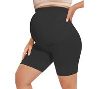 abkylie Bump Support Seamless Maternity Shapewear for Pregnancy Dress, High-Waist Underwear Mid-Thigh Panties Shorts, B. Black, XL