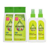 ABL Supplies Vosene Head lice shampoo for kids 4 pack | Lice repellent treatment | 2 Conditioning Defence Spray 150ml | 2 Shampoo 250ml