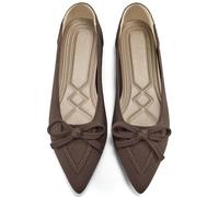 Ablanczoom Ballet Flats for Women: Elegant Pointed Toe Bowknot Knit Flats Flats Comfortable Slip On Work Business Shoes for Driving Dating Wedding, coffee, 8 UK