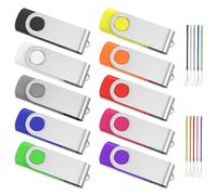 ABLAZE 2GB USB Stick 10 Pack Memory Stick 2GB USB 2.0 Flash Drive Swivel Design Pen Drive with LED Light and lanyards for Data Storage (10 Mixed Color)