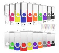 ABLAZE Bulk USB Stick 16GB Pack of 50 Memory Stick 16GB High Speed USB 2.0 Flash Drive Swivel Data Storage for Computers, Cars and TVs(10colors,20 Lanyards)