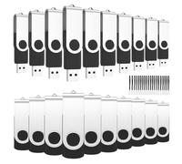 ABLAZE Bulk USB Stick 2GB Pack of 50 Memory Stick 2GB High Speed USB 2.0 Flash Drive Swivel Data Storage for Computers, Cars and TVs(Black,20 Lanyards)