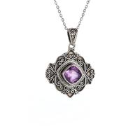 able and Exquisite Purple Stone Love Pattern Pendant Necklace for Men Women Retro Art Accessories prezzie
