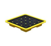 able Industrial Paint Bucket Tray - 2pcs Yellow Oil Drum Spill Containment Pallet for Garage Storage, 33x33x5.8cm, Durable & Convenient Solution for Liquid Management