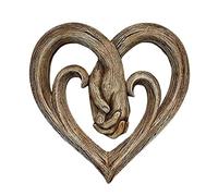 Abledance Wooden Heart Holding Hands Wall Decor Sculpture Wall Art Handshake Pendant Craft Statue Office Wall