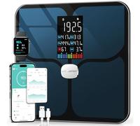 ABLEGRID Body Fat Scale,Digital Smart Bathroom Scale for Body Weight,Large Color Display Screen,16 Body Composition Metrics BMI,Water Weigh,Heart Rate,Baby Mode,400lb,Rechargeable