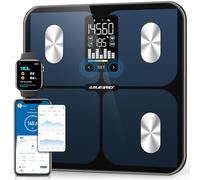 ABLEGRID Digital Smart Bathroom Scale for Body Weight and Fat Percentage,Body Fat Scale with BMI Large LCD Display,Accurate Body Composition Analyzer,Weighing Machine for People with Fitness App,400lb