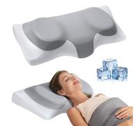 ABLEGRID Dual-Layer Memory Foam Cervical Neck Pillow,Contour Cooling Gel Support Pillow for Neck Shoulder Pain Relief,Ergonomic Orthopedic Adjustable Deep Sleep Bed Pillow for Side,Back,Stomach Sleep