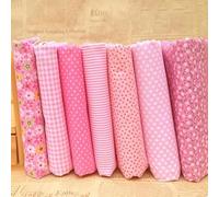 Ableholy 7-Piece Pre-Cut Cotton Fabric Bundle 25x25cm Assorted Charm Squares for Quilting, DIY Crafts, Sewing Projects and Handmade Bags(Pink)