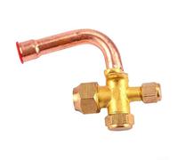 Ableholy Brass Three-Way Air Conditioning Shut-Off Valve for Split HVAC Systems High/Low Pressure Service Port with Flare Nuts(12.7)