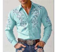 Ableholy Holiday Party Floral Shirt Men Long Sleeve Casual | 90% polyester 10% spandex, for soft touch, easy wash, breathable feel, durable construction