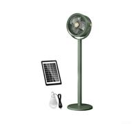 Ableholy Rechargeable Solar Fan Portable Standing Desk Table Dual Charging LED Lamp Quiet Air Cooling for Tent Garden Garage 29.8cm(green)