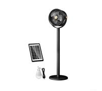 Ableholy Rechargeable Solar Fan Portable Standing Desk Table Dual Charging LED Lamp Quiet Air Cooling for Tent Garden Garage 29.8cm(black)