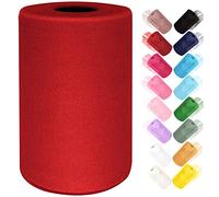 Ableme Deco Tulle Fabric Roll 6 Inches x 100 Yards (15cm x 91m) Tulle for Tutu Dress Pom Poms Gift Wrapping Baby Shower Wedding (Red)