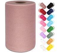 Ableme Deco Tulle Fabric Roll 6 Inches x 100 Yards (15cm x 91m) Tulle for Tutu Skirts Pom Poms Gift Wrapping Baby Shower Wedding Decor (Dusty Rose)