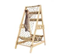 ABLEN Triangle Cat Climbing Frame Solid Wood & Sisal Modern Cat Tree with Plush Ball, Freestanding for Indoor Cats Up to 44lbs