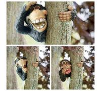 Ablerhome Decoration 3pcs Hanging Peeking Monkey Garden Ornament Mixed Chimpanzee Sculpture Tree Hugger Decor GIFT (Set of 3 Monkey's)