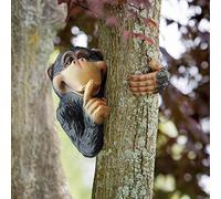 Ablerhome Decoration Hanging Peeking Monkey Garden Ornament Chimpanzee Sculpture Tree Hugger Decor GIFT (Quiet Monkey)