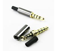 ABLET 2 Pack Gold 1/8" 3.5mm 4 Pole TRRS Male Repair Headphone Jack Plug Metal Audio Soldering Headset Connector Black