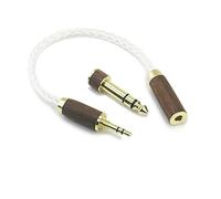 ABLET 3.5mm 1/8" TRS Male and 6.35mm 1/4" Adapter to 4.4mm Balanced Female Headphone Audio Adapter Cable 8 Cores 7N OCC Copper Single Crystal Silver Plated Wire Walnut Wood Shell