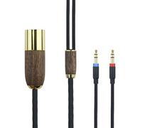 ABLET 3m 4-pin XLR Balanced Cable 7N OCC Copper Silver Plated Cord Walnut Wood Shell Compatible with Hifiman Sundara, Ananda, Arya, HE400SE, HE4XX, HE-400i Headphone (2 x 3.5mm Version)